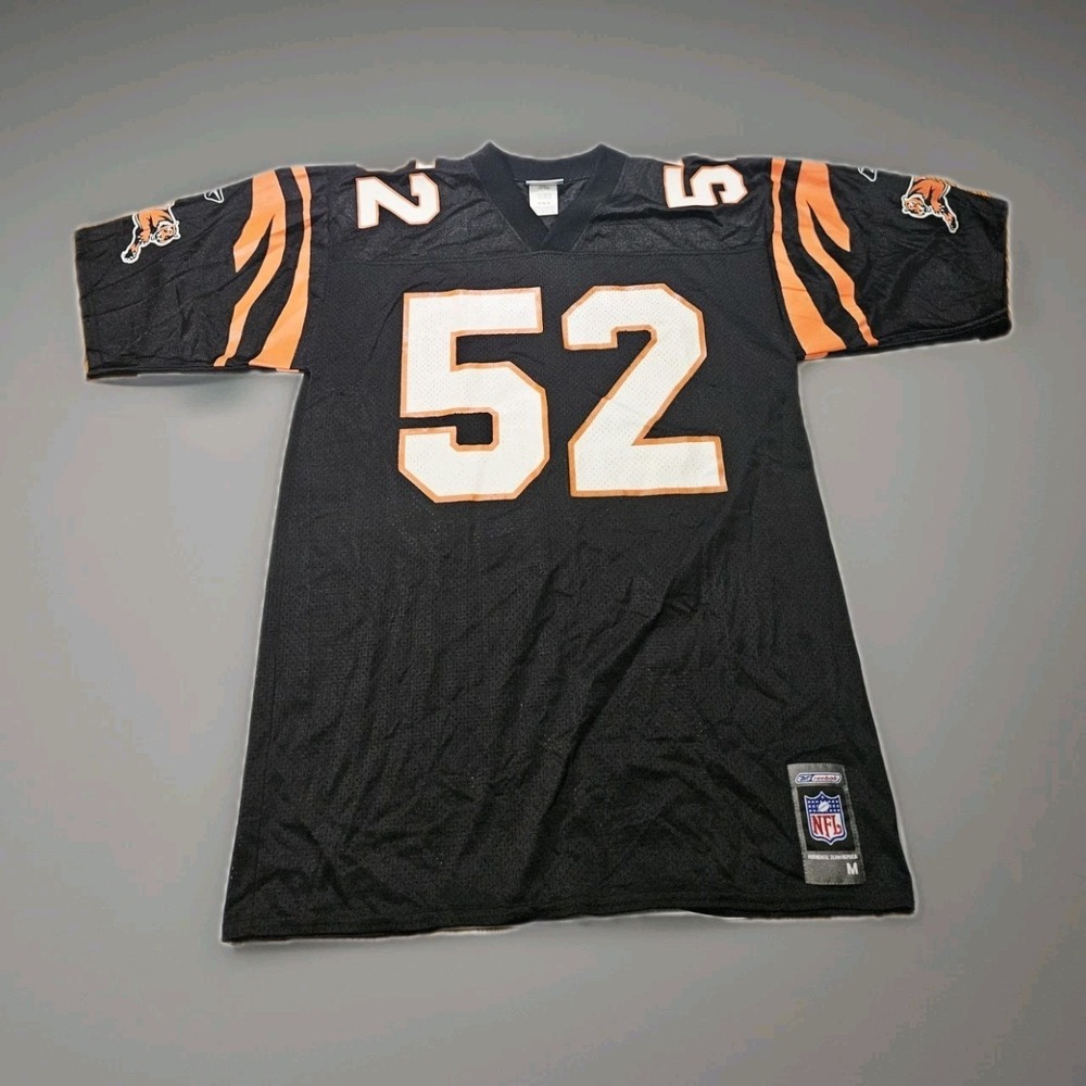 Vintage Cincinnati Bengals Tiger Jersey Mens M Black Reebok L. Kennedy # 52